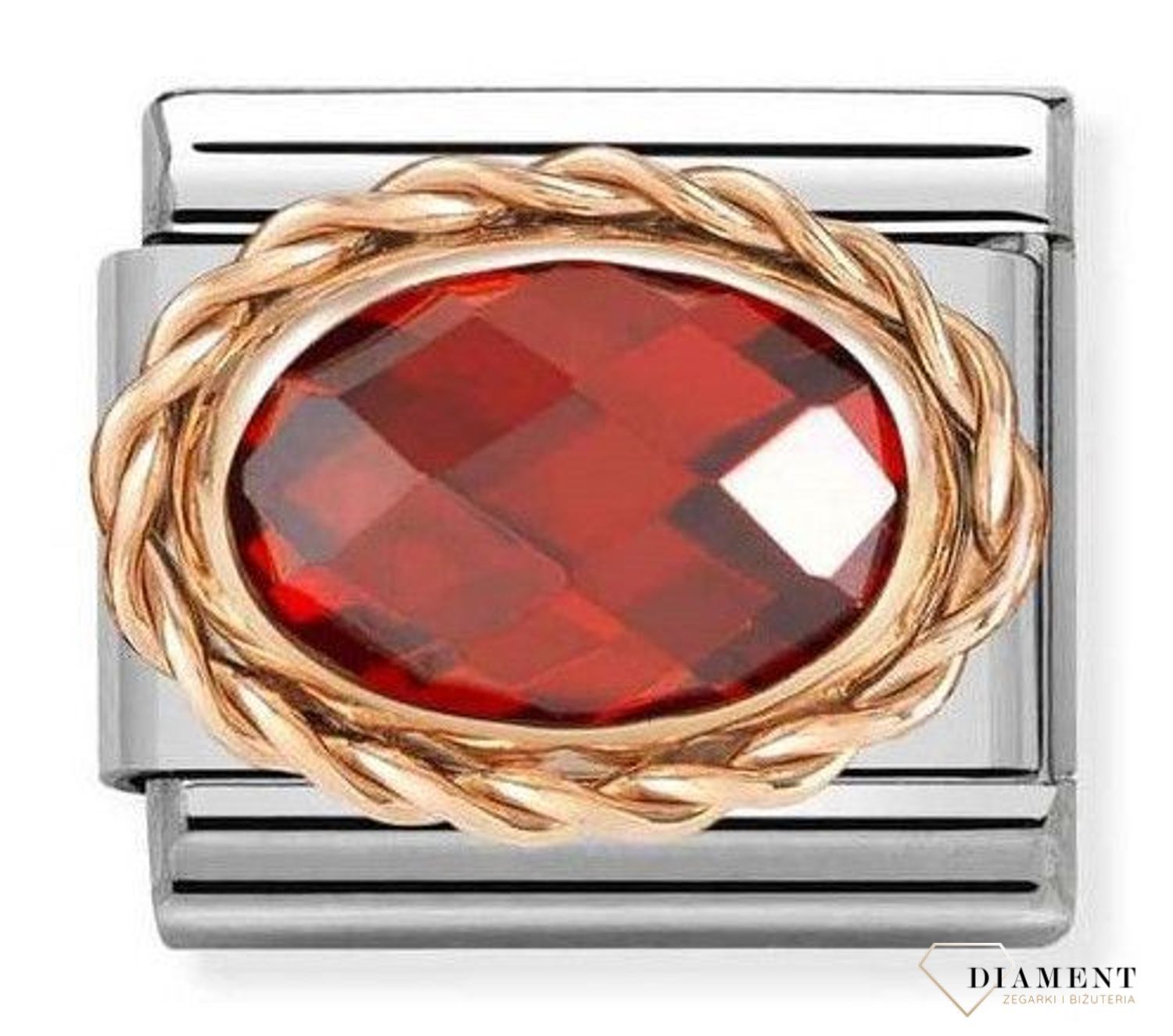 Nomination Link 9K zawieszka różowe złoto 'Czerwona Cyrkonia' 430603 005 Zawieszki Nomination ✓ Wyjątkowy prezent ✓ Nomination ✓ Bransoletka Nomination ✓ Bransoletka ze stali ✓ Gwarancja najniższej ceny.jpg